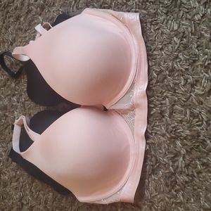 2 Victorias Secret black and soft pink size 32dd. Very Sexy plunge.